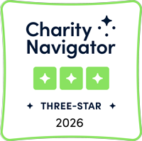Charity Navigator three star rating badge.